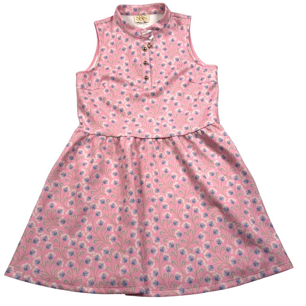 SSYS The Label Augusta Scuba Dress Womens Medium Pink Floral Garden Vines Golf